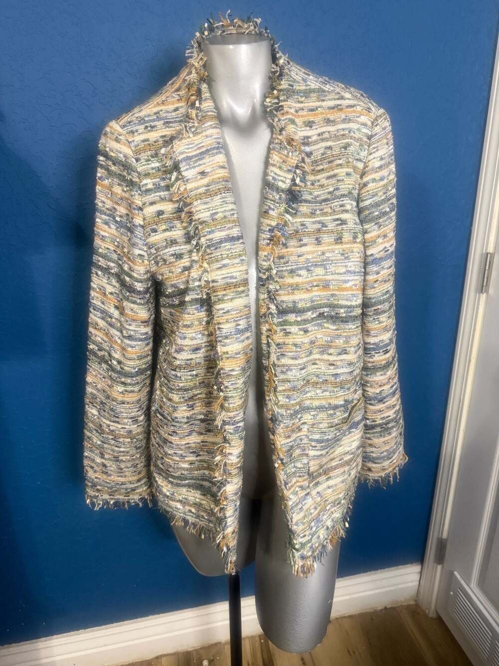 Alfred Dunner Tweed Multicolor Open Jacket 14